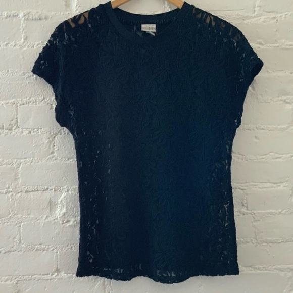 a new day Tops - A New Day Black Lace Short Sleeve Top Shirt Top Goth Fairy Indie Sexy Size M